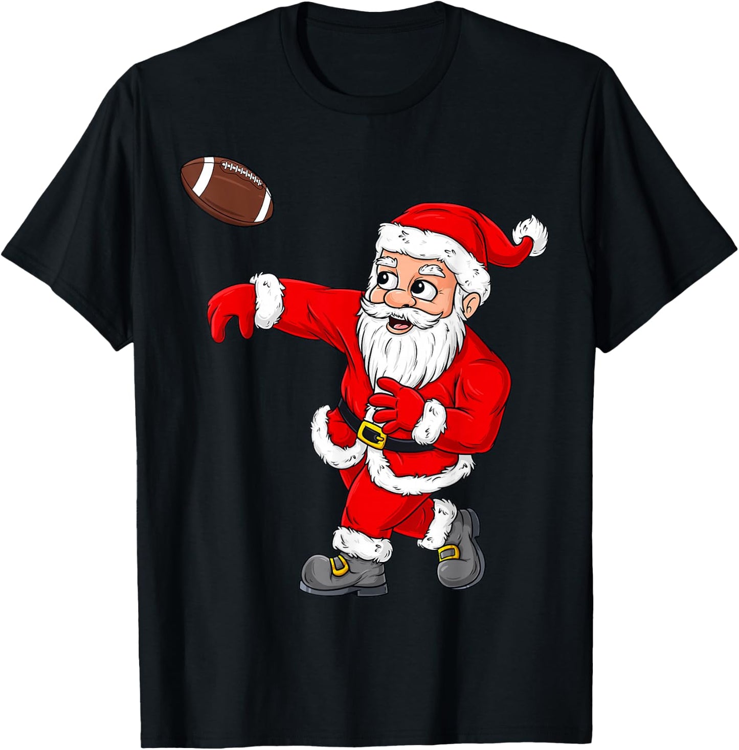 Christmas Santa Claus Football Quarterback Boys Kids Xmas T-Shirt - T-Shirt | Black