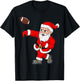 Christmas Santa Claus Football Quarterback Boys Kids Xmas T-Shirt - T-Shirt | Black