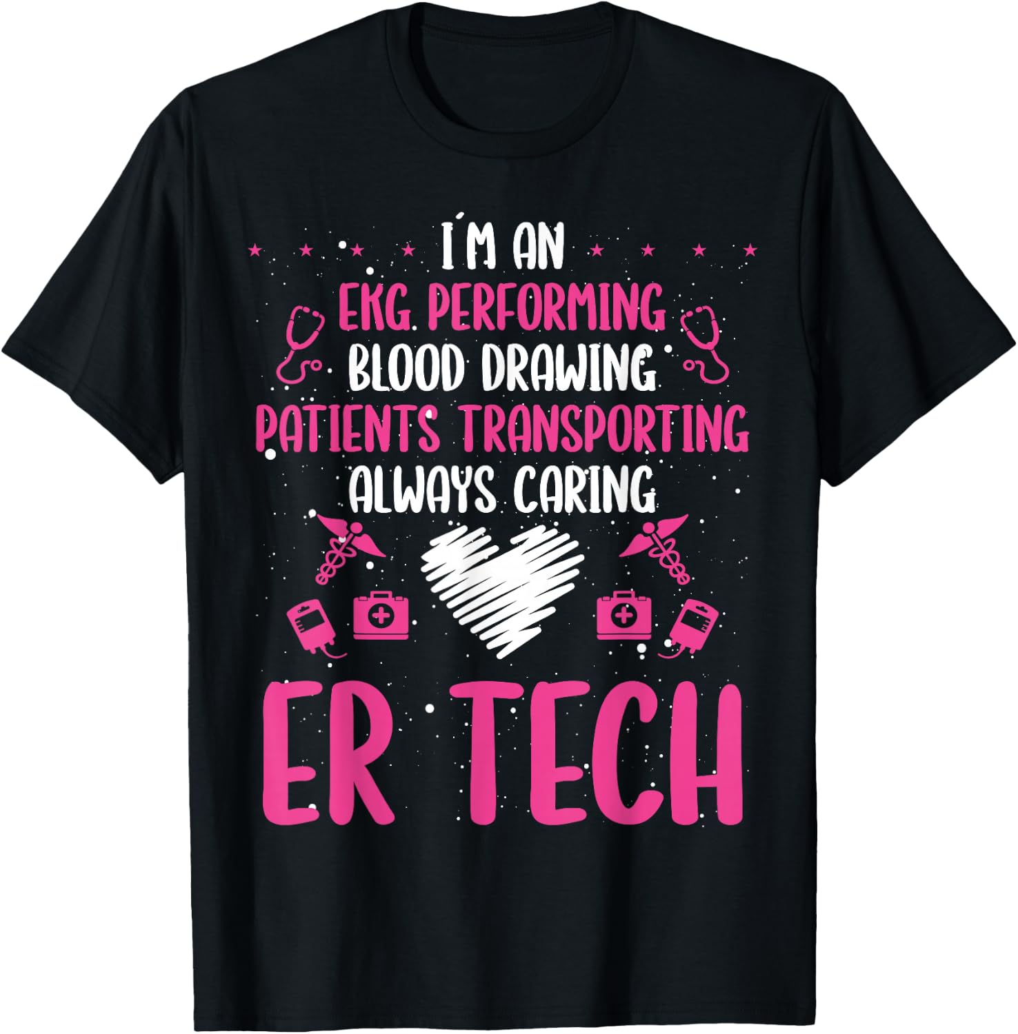 ER Tech Badge Buddy Emergency Room Technician Essentials T-Shirt - T-Shirt | Black