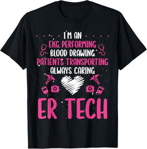 ER Tech Badge Buddy Emergency Room Technician Essentials T-Shirt - T-Shirt | Black