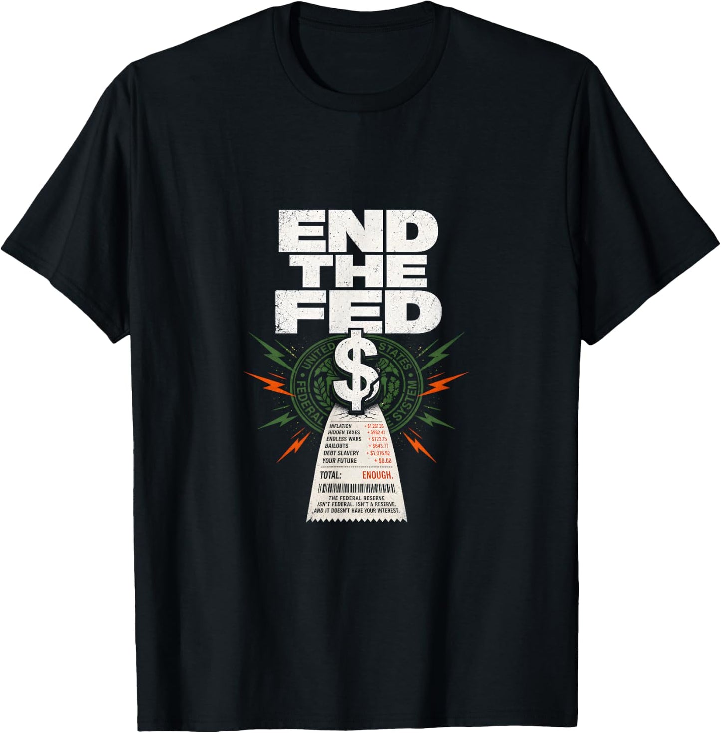 End The Fed Inflation Political Humor T-Shirt - T-Shirt | Black