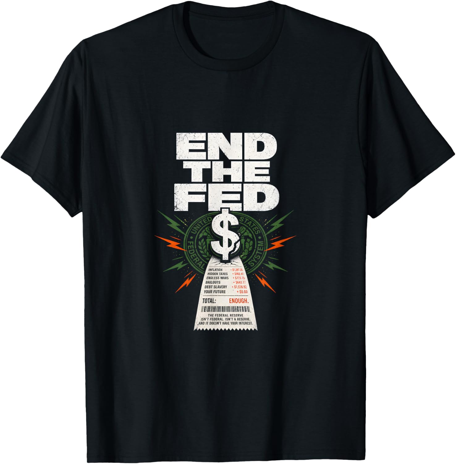 End The Fed Inflation Political Humor T-Shirt - T-Shirt | Black