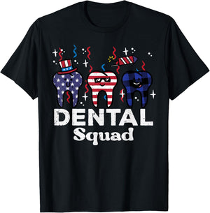 4th Of July Dental Squad Funny Patriotic Teeth Dentist Women T-Shirt - T-Shirt | Black