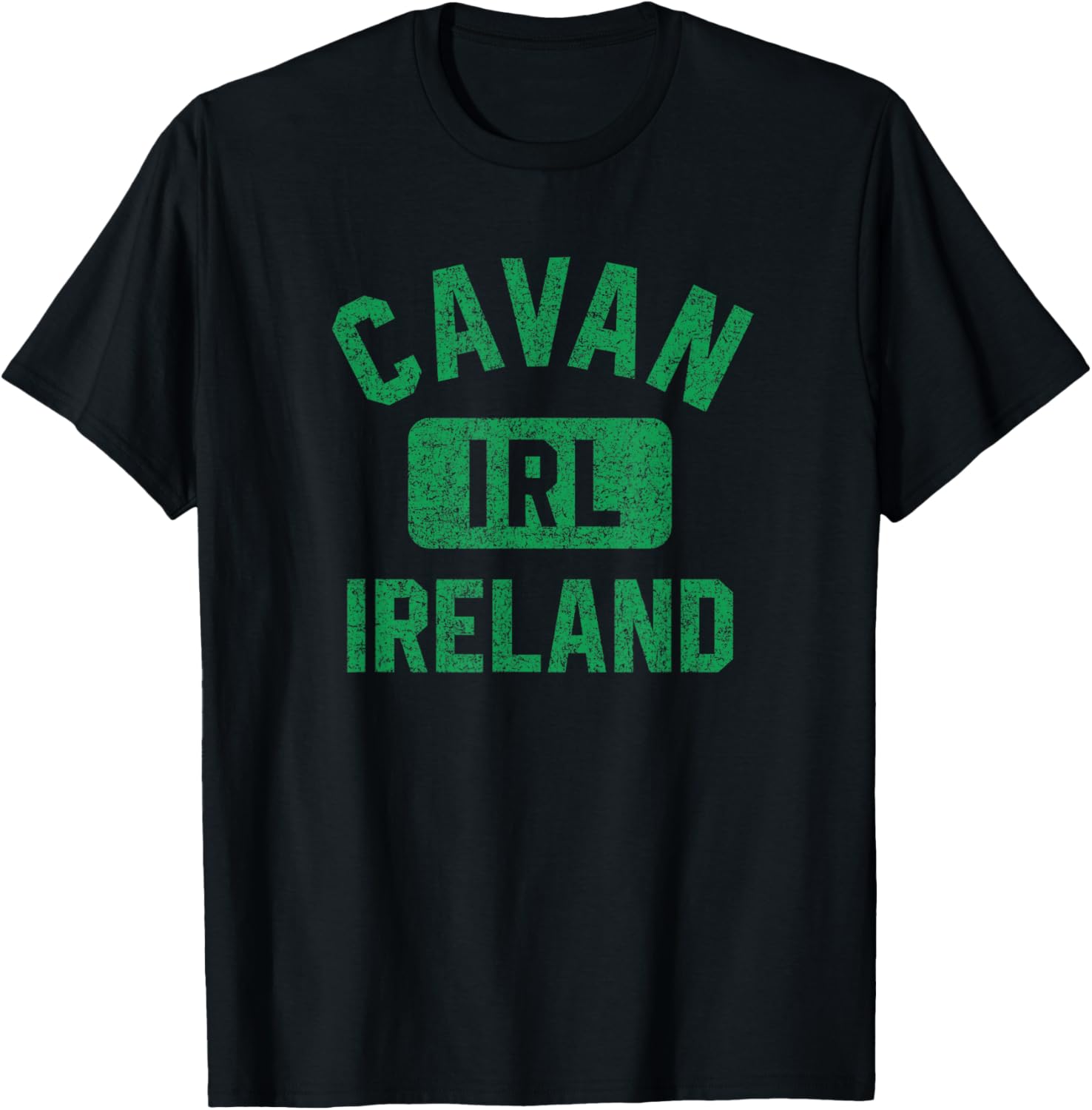 Cavan Ireland IRL Gym Style Distressed Green Print T-Shirt - T-Shirt | Black