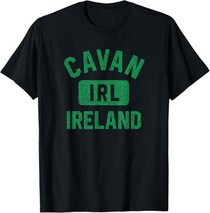 Cavan Ireland IRL Gym Style Distressed Green Print T-Shirt - T-Shirt | Black