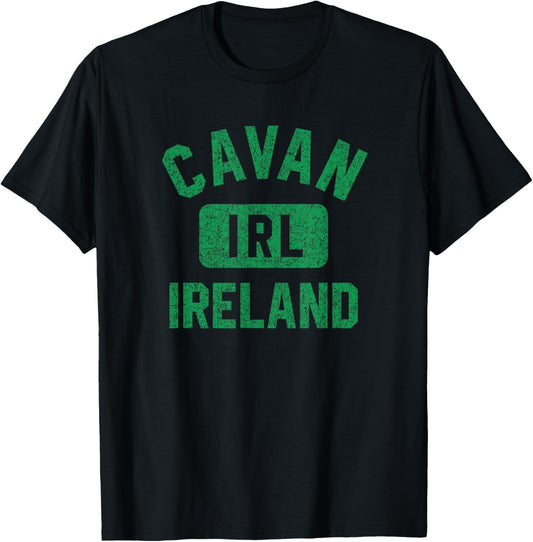 Cavan Ireland IRL Gym Style Distressed Green Print T-Shirt - T-Shirt | Black