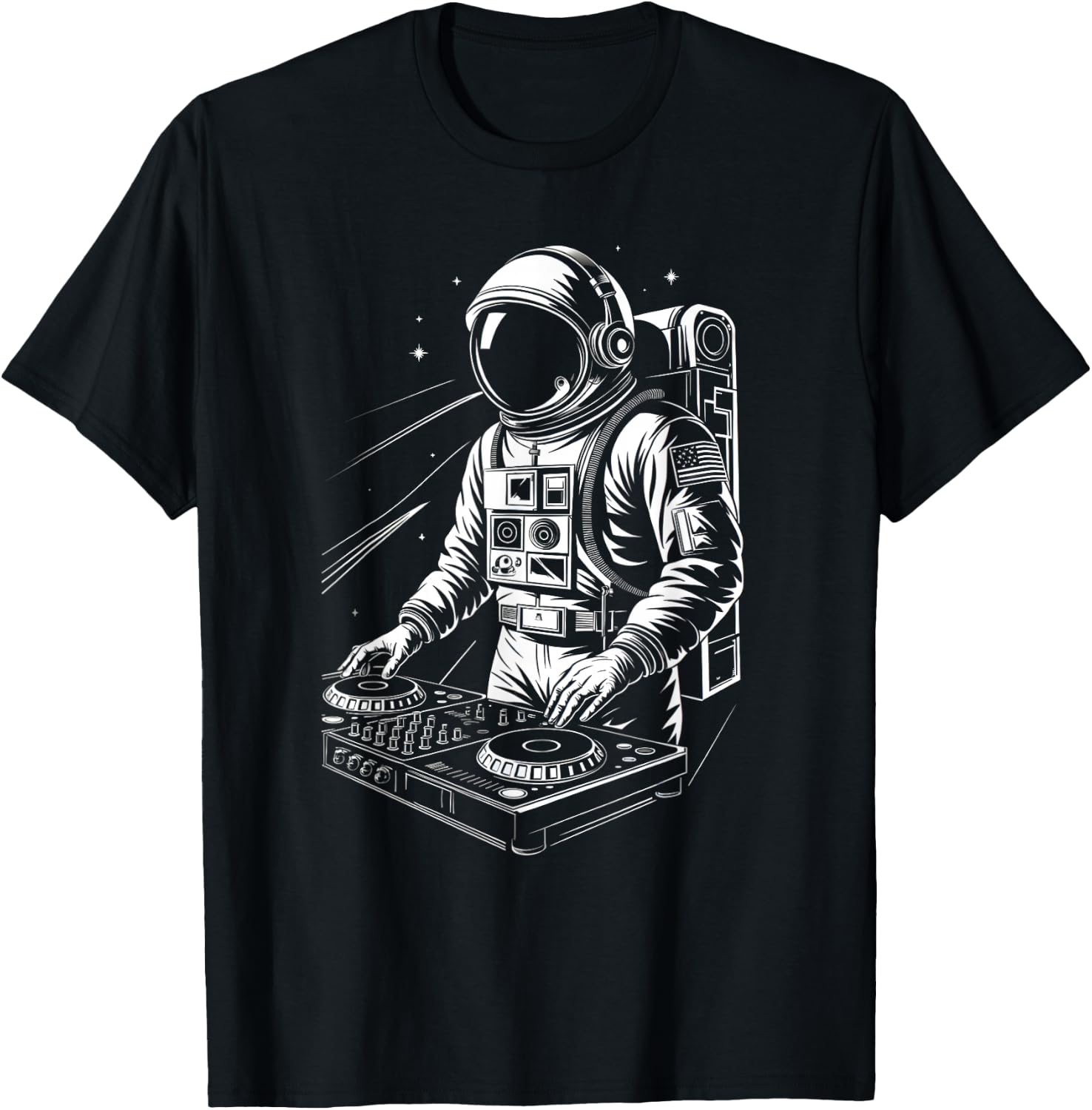 Outer Space DJ Astronaut EDM T-Shirt - T-Shirt | Black