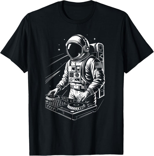 Outer Space DJ Astronaut EDM T-Shirt - T-Shirt | Black