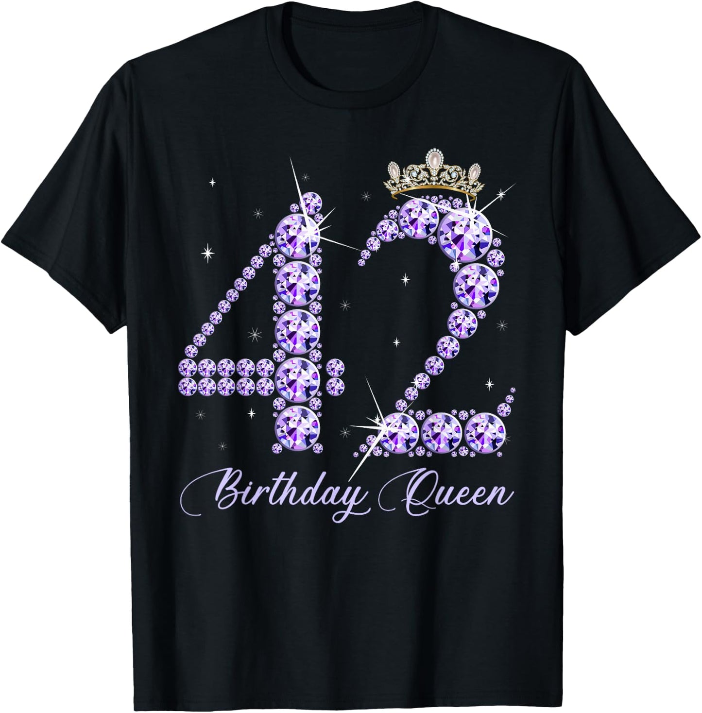42 Year Old Its My 42nd Birthday Queen Diamond Heels Crown T-Shirt - T-Shirt | Black