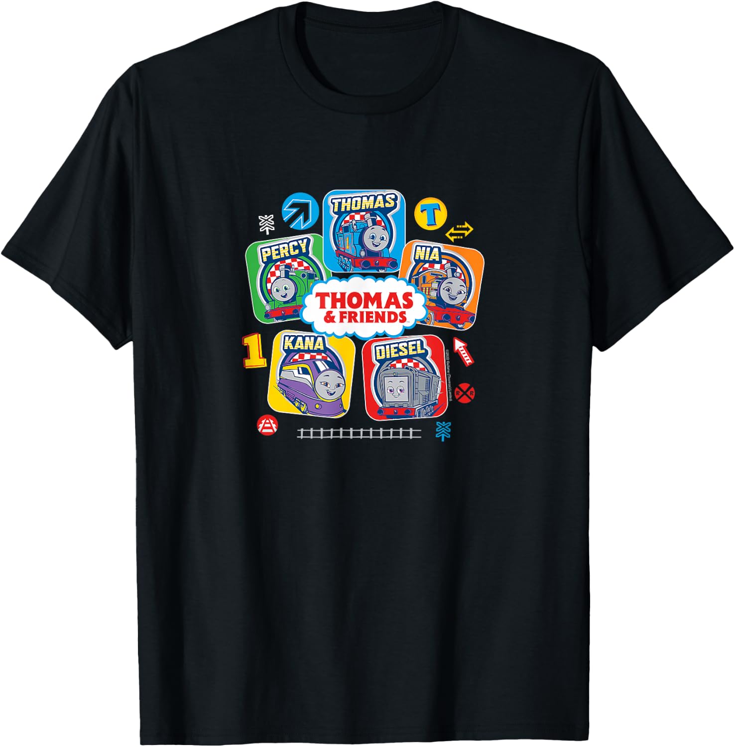Thomas & Friends - Thomas & Friends Grid Small T-Shirt - T-Shirt | Black