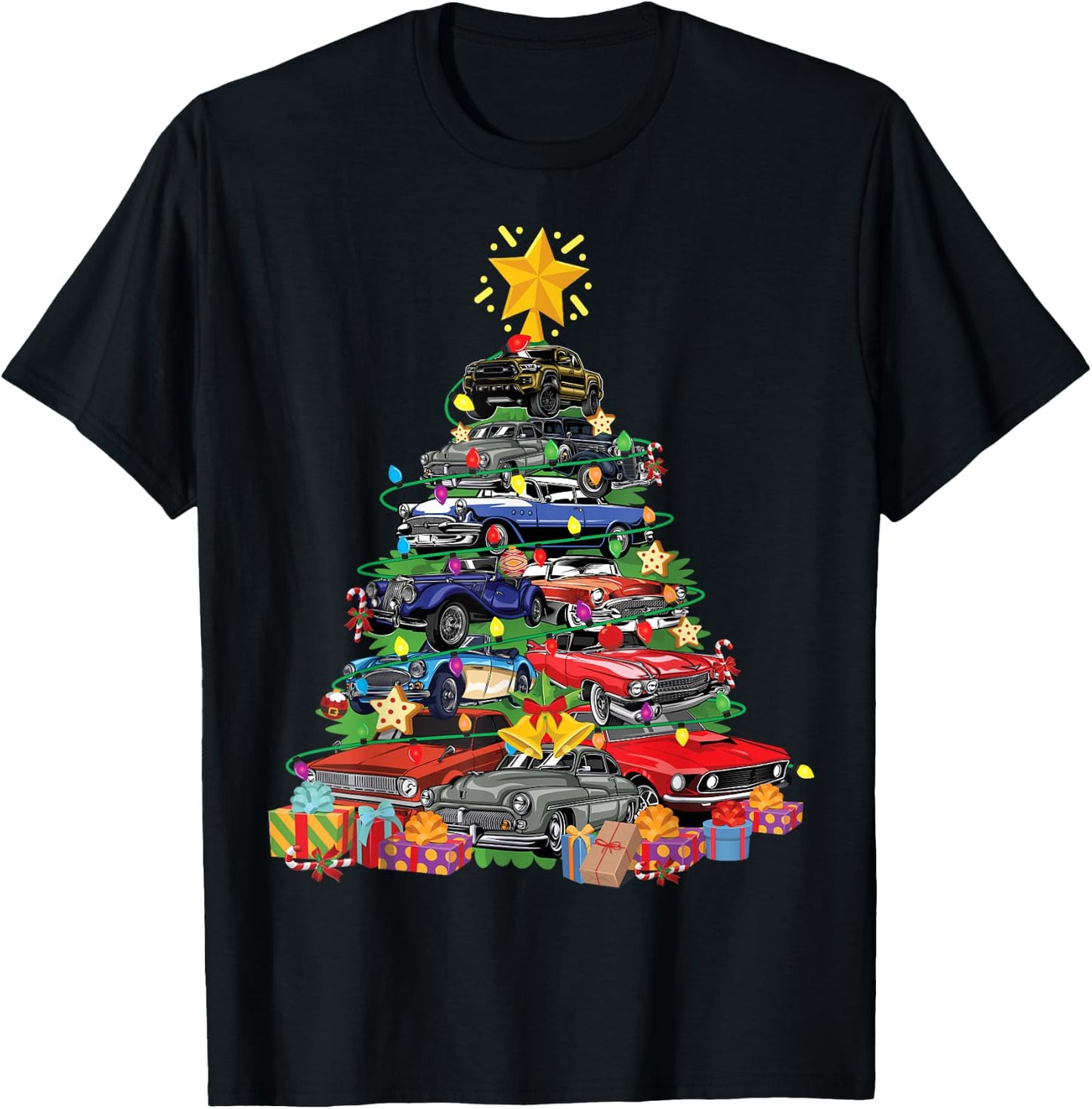 Hotrods Classic Muscle Car Christmas Tree Kids Toddlers T-Shirt - T-Shirt | Black