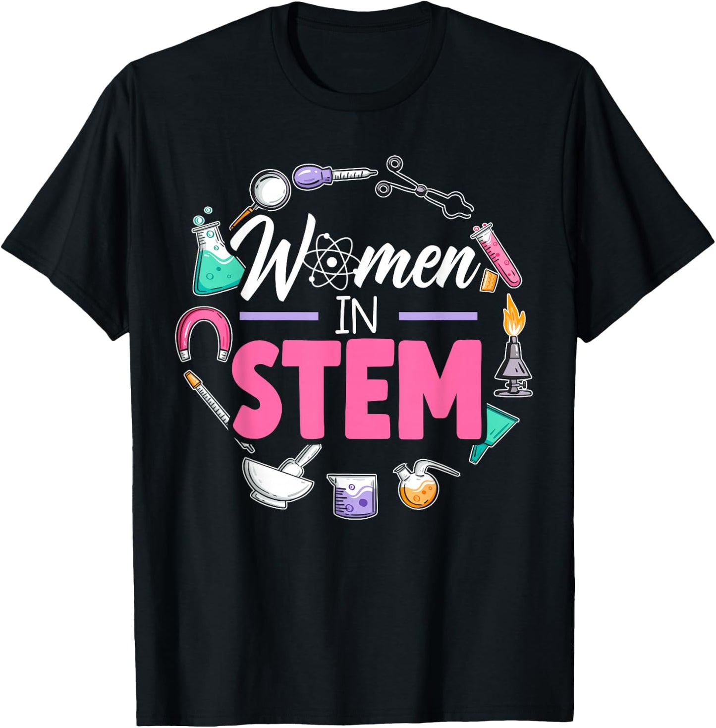 Women In STEM Steminist Engineering Biologist Science T-Shirt - T-Shirt | Black