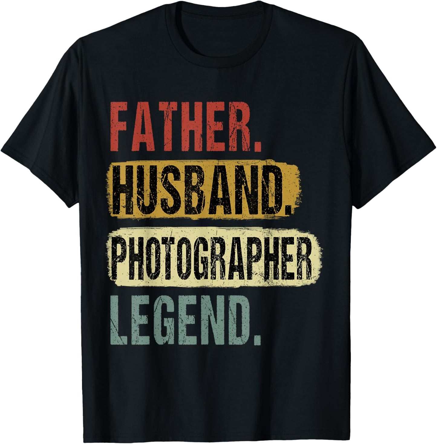 Father Husband Photographer Legend Vintage Dad Father's Day T-Shirt - T-Shirt | Black