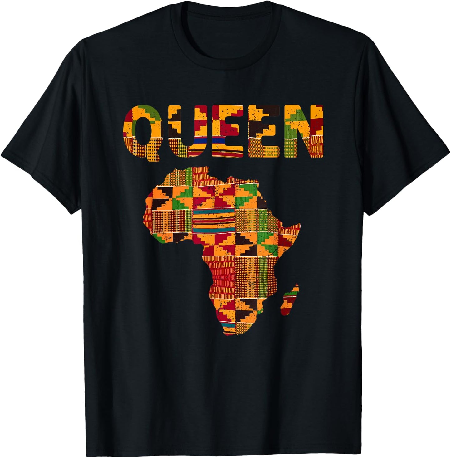 Cool African Queen Art Kente Cloth Africa Ghana Kids Women T-Shirt - T-Shirt | Black