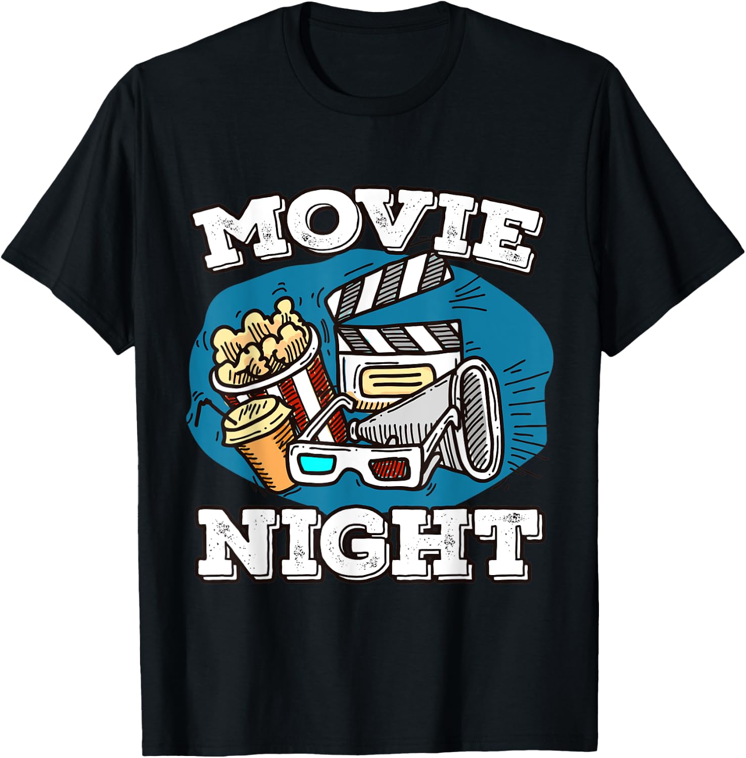Retro Family Movie Night Party - Movie Birthday Cinema T-Shirt - T-Shirt | Black