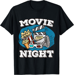 Retro Family Movie Night Party - Movie Birthday Cinema T-Shirt - T-Shirt | Black