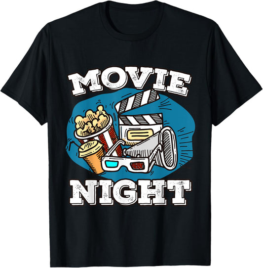Retro Family Movie Night Party - Movie Birthday Cinema T-Shirt - T-Shirt | Black