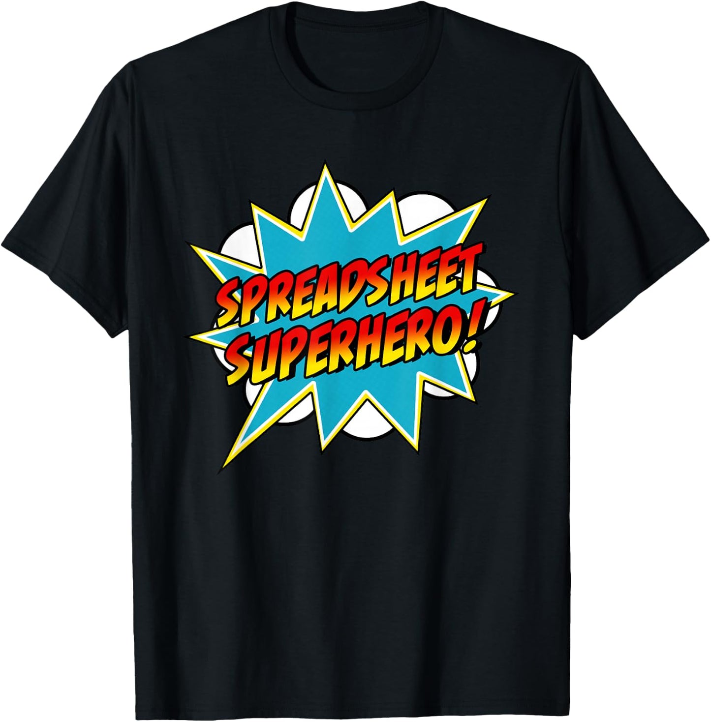 Spreadsheet Superhero | Retro Comic Accountant T-Shirt - T-Shirt | Black
