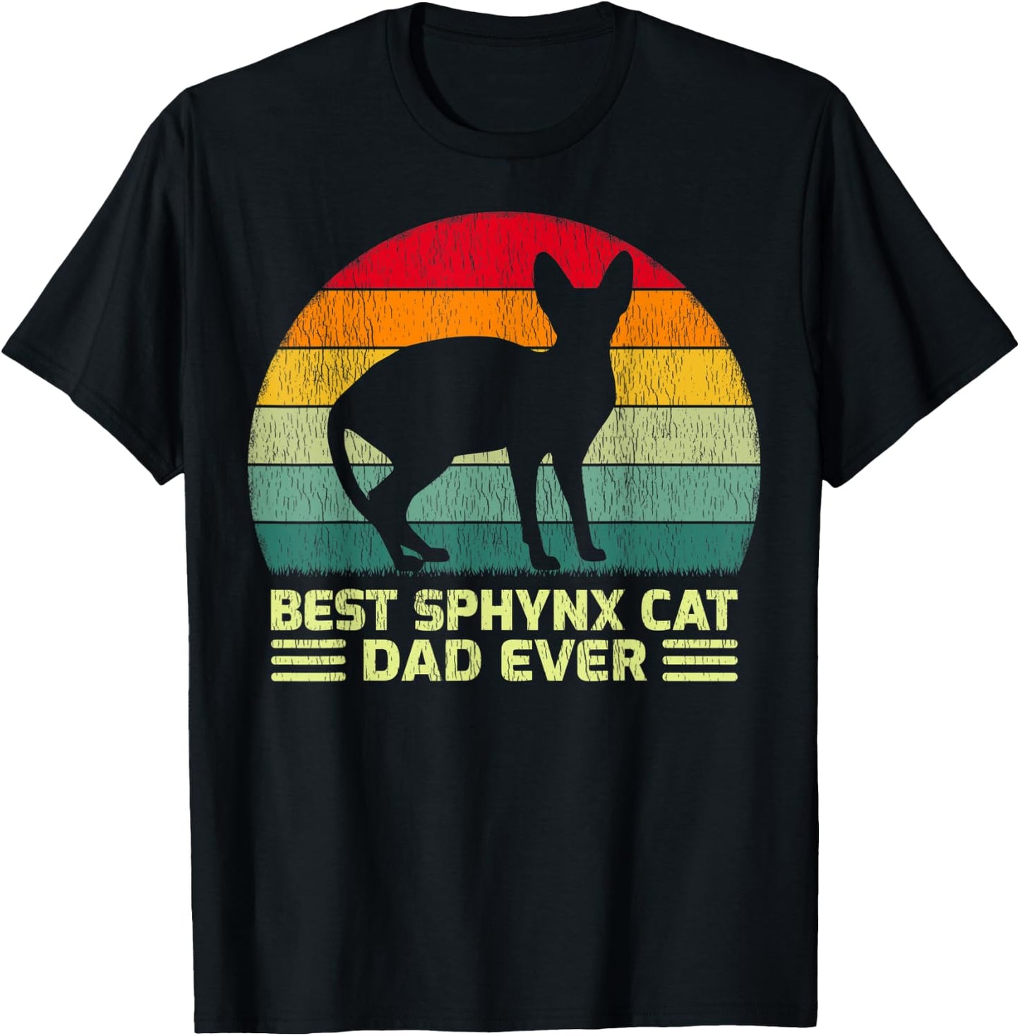 Funny Vintage Best Sphynx Cat Dad Ever Father's Day Men T-Shirt - T-Shirt | Black