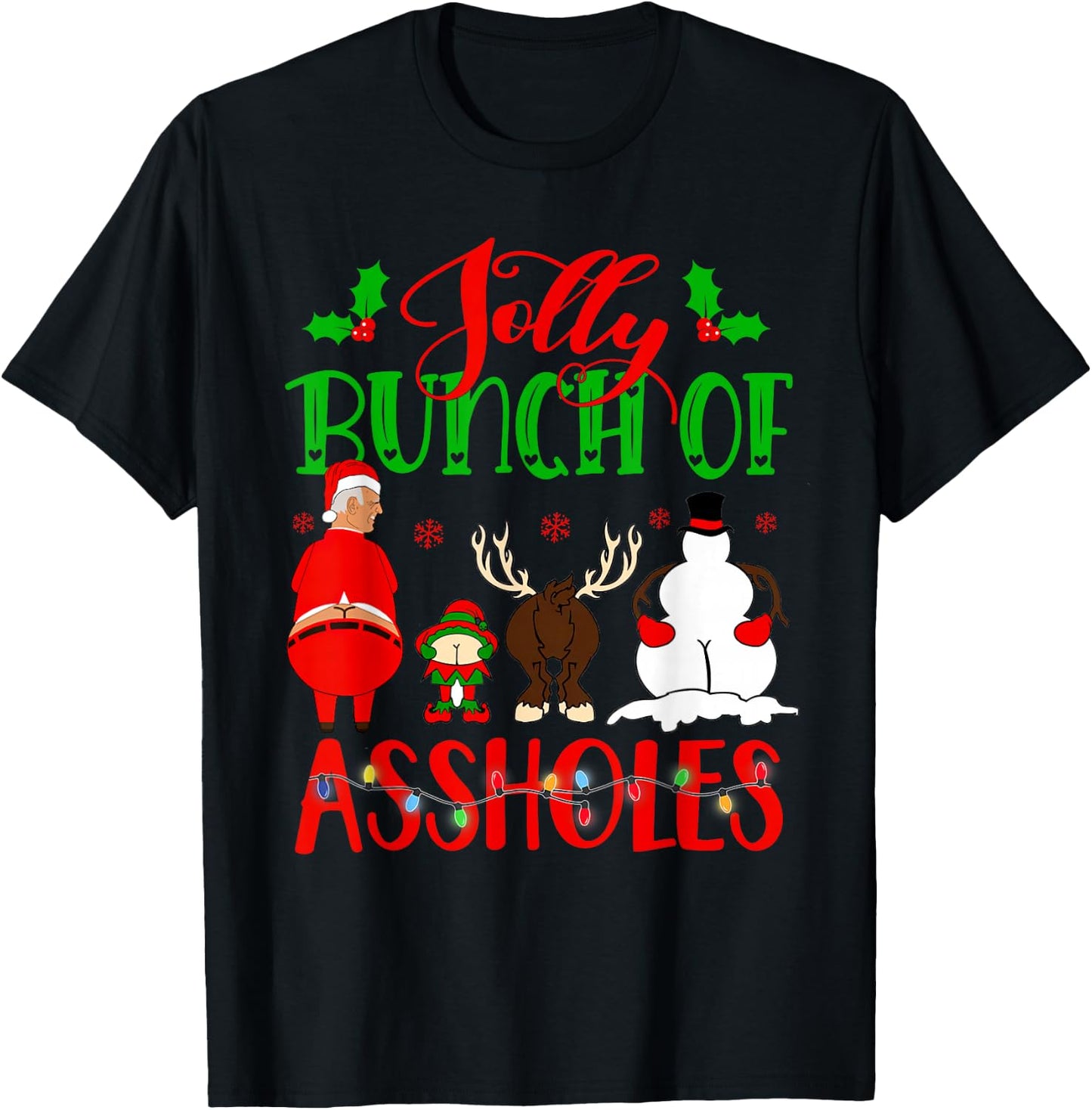 Jolly Bunch of Assholes Merry Christmas 2021 Toilet Paper T-Shirt - T-Shirt | Black