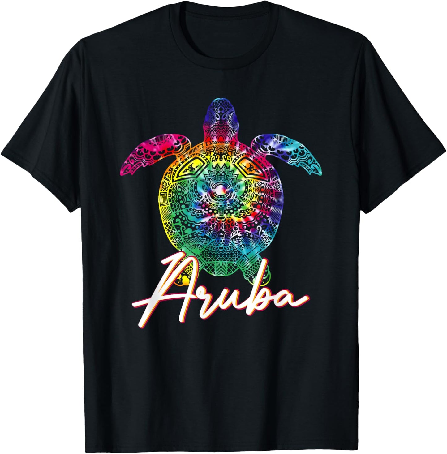 Aruba Tie Dye Sea Turtle Matching Family Vacation T-Shirt - T-Shirt | Black