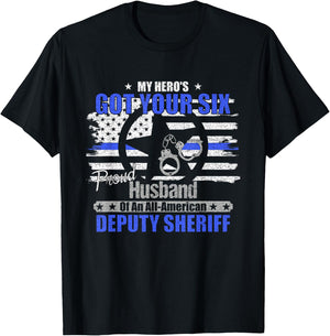 Deputy Sheriff Proud Husband Graphic T-Shirt - T-Shirt | Black