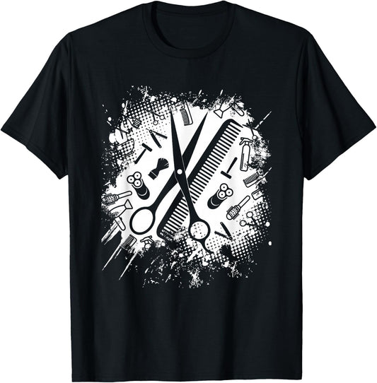 Vintage Hairdresser Hairstylist Barber Men Boys T-Shirt - T-Shirt | Black