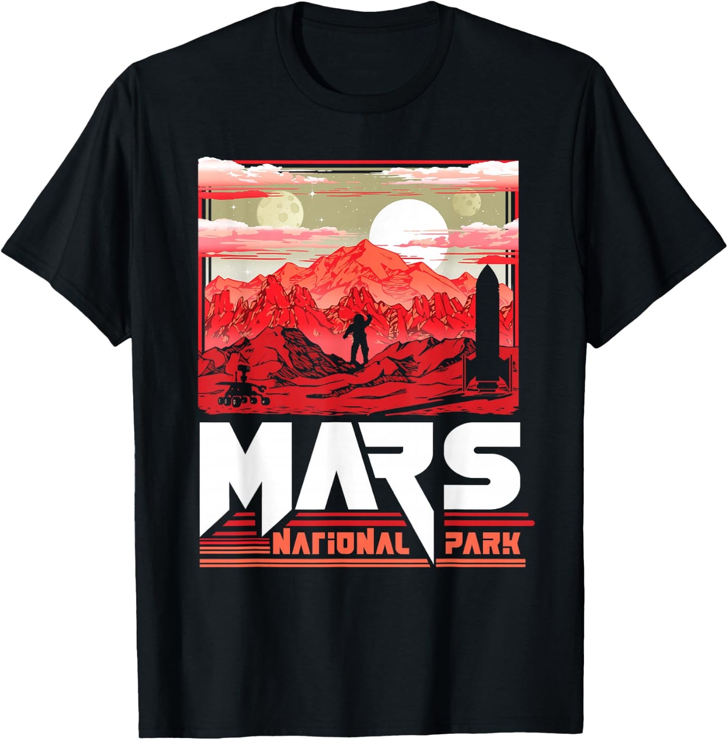 Mars National Park Vintage Sci-Fi Martian Exploration Space T-Shirt - T-Shirt | Black