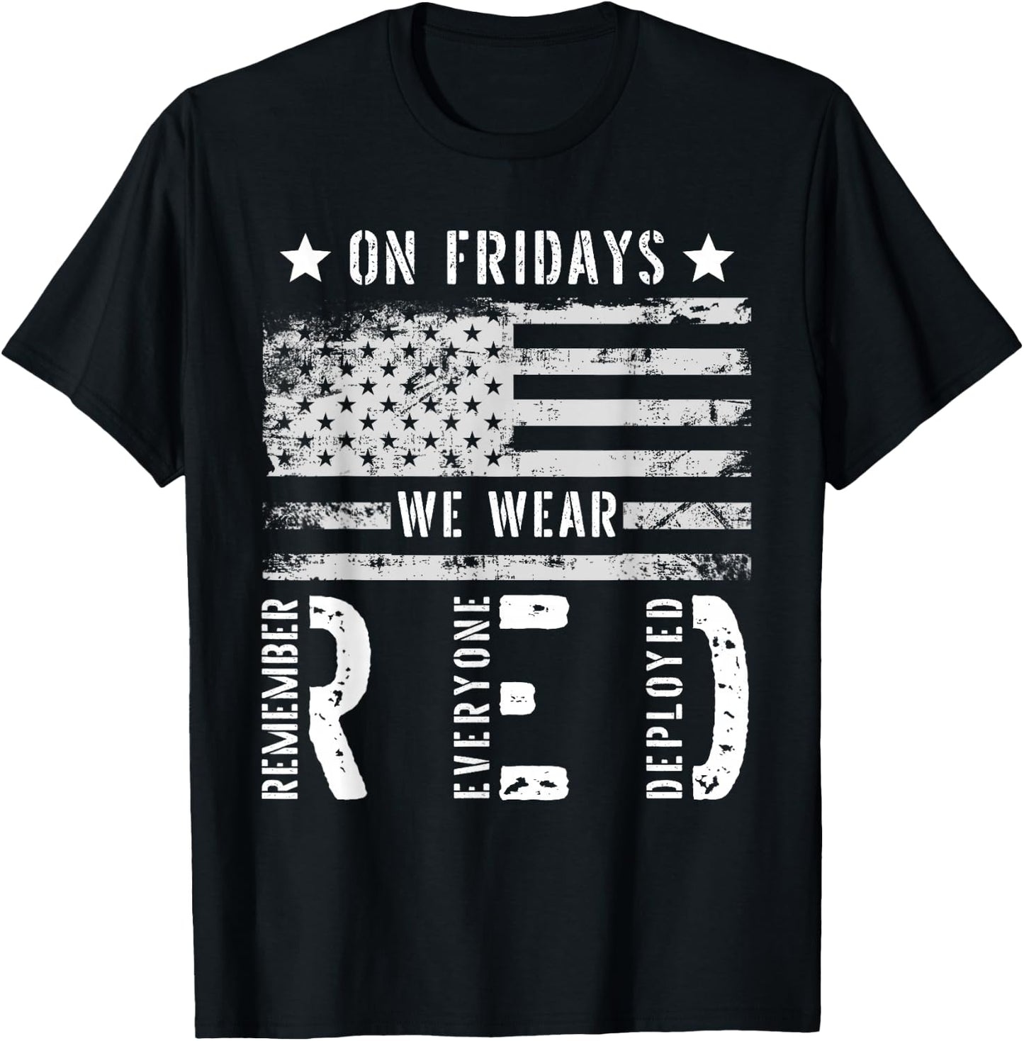 On Friday We Wear Red American Flag Military Supportive T-Shirt - T-Shirt | Black