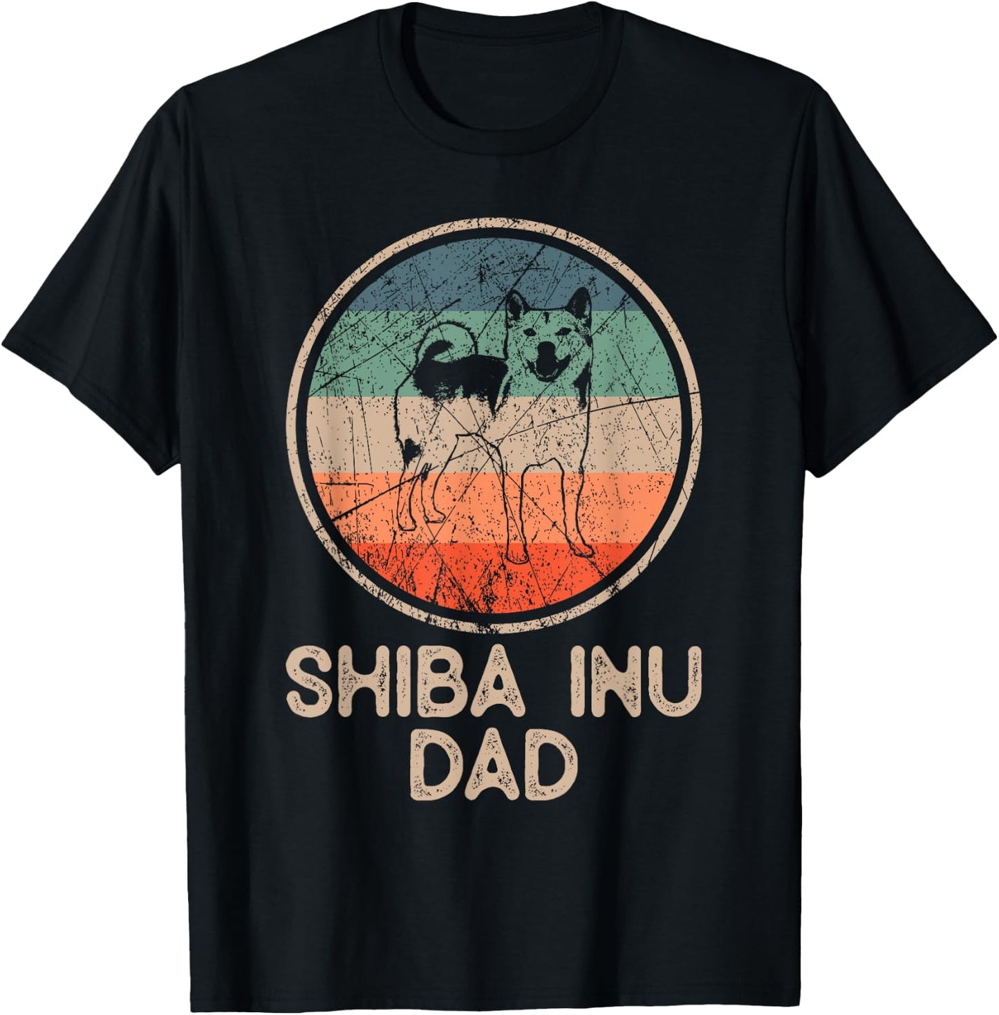 Shiba Inu Dog - Vintage Shiba Inu Dad Men Women T-Shirt - T-Shirt | Black