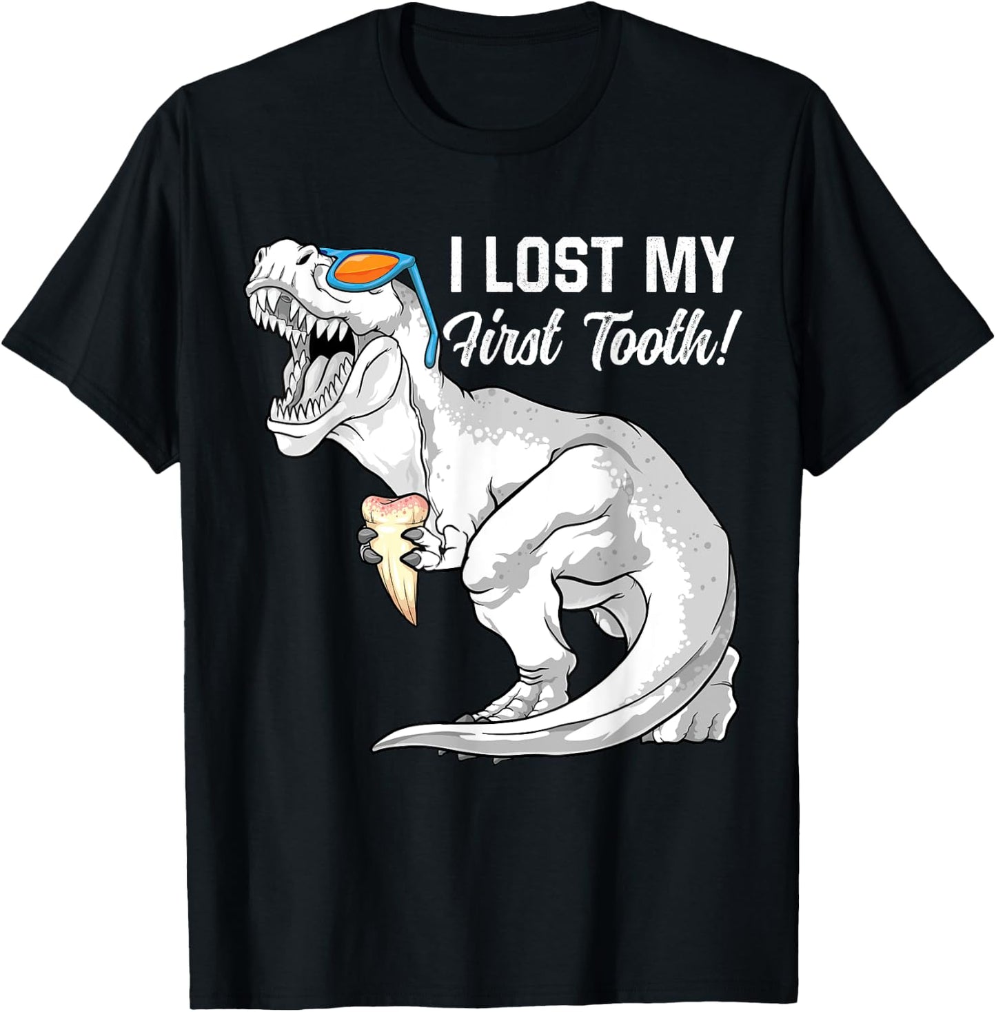 I Lost My First Tooth Dinosaur Baby Teeth Out Fairy T Rex T-Shirt - T-Shirt | Black