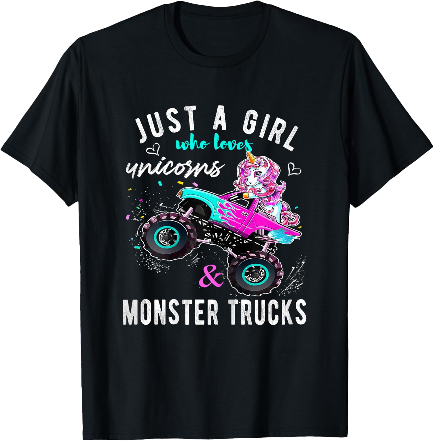 Unicorn Drive a Monster Truck -Unicorn Birthday Daughter T-Shirt - T-Shirt | Black