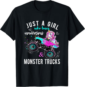 Unicorn Drive a Monster Truck -Unicorn Birthday Daughter T-Shirt - T-Shirt | Black