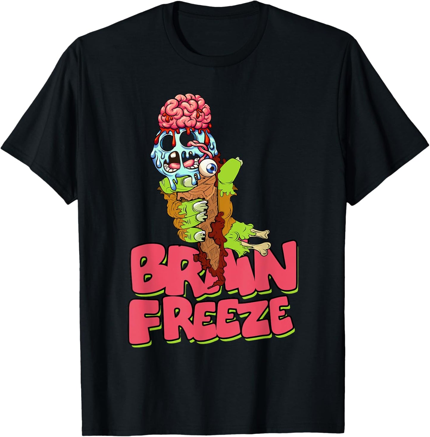 Brain Freeze Scary Zombie Ice Cream Cone Undead Flavor Men Women Kids T-Shirt - T-Shirt | Black