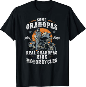 Some Grandpas Play Bingo Real Grandpas Ride Motorcycles T-Shirt - T-Shirt | Black