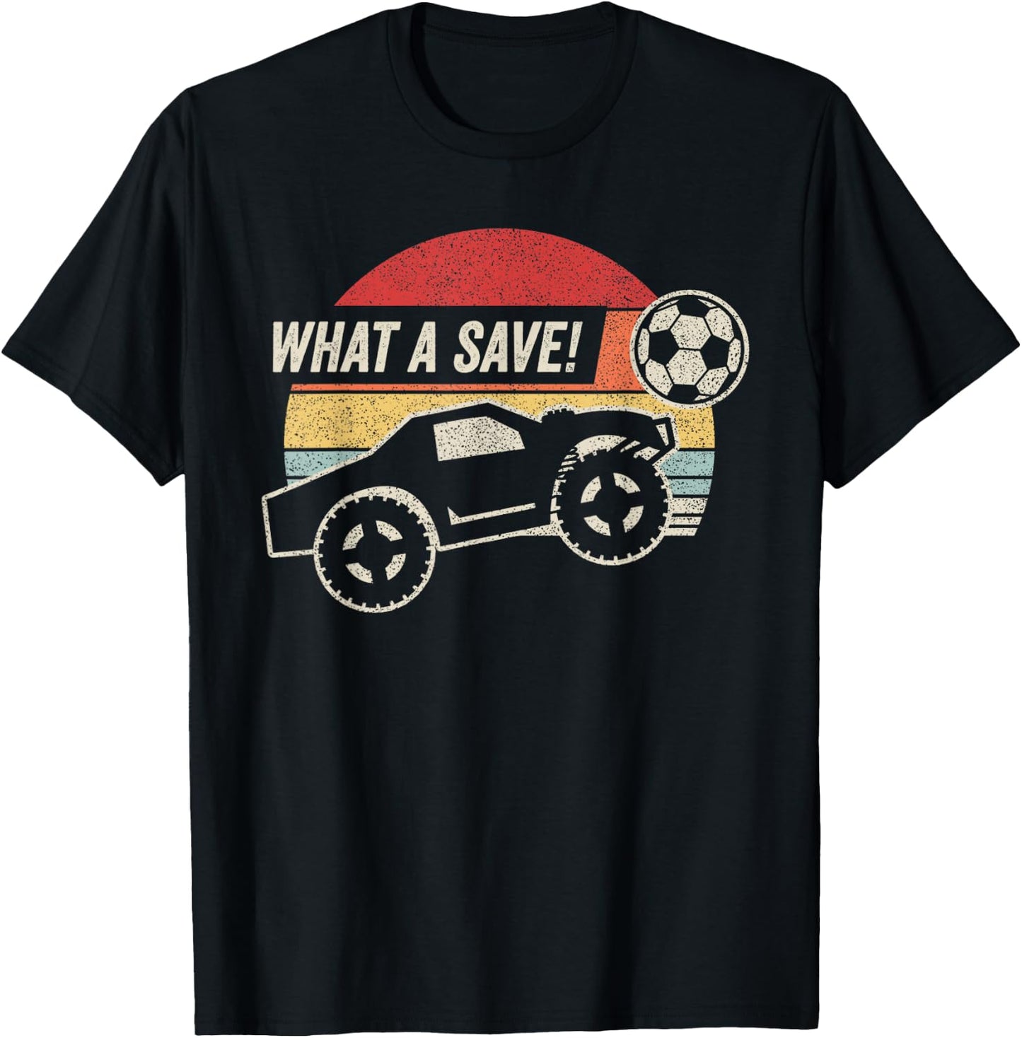 Vintage Retro What a Save! Rocket RC Soccer Car Gamer T-Shirt - T-Shirt | Black