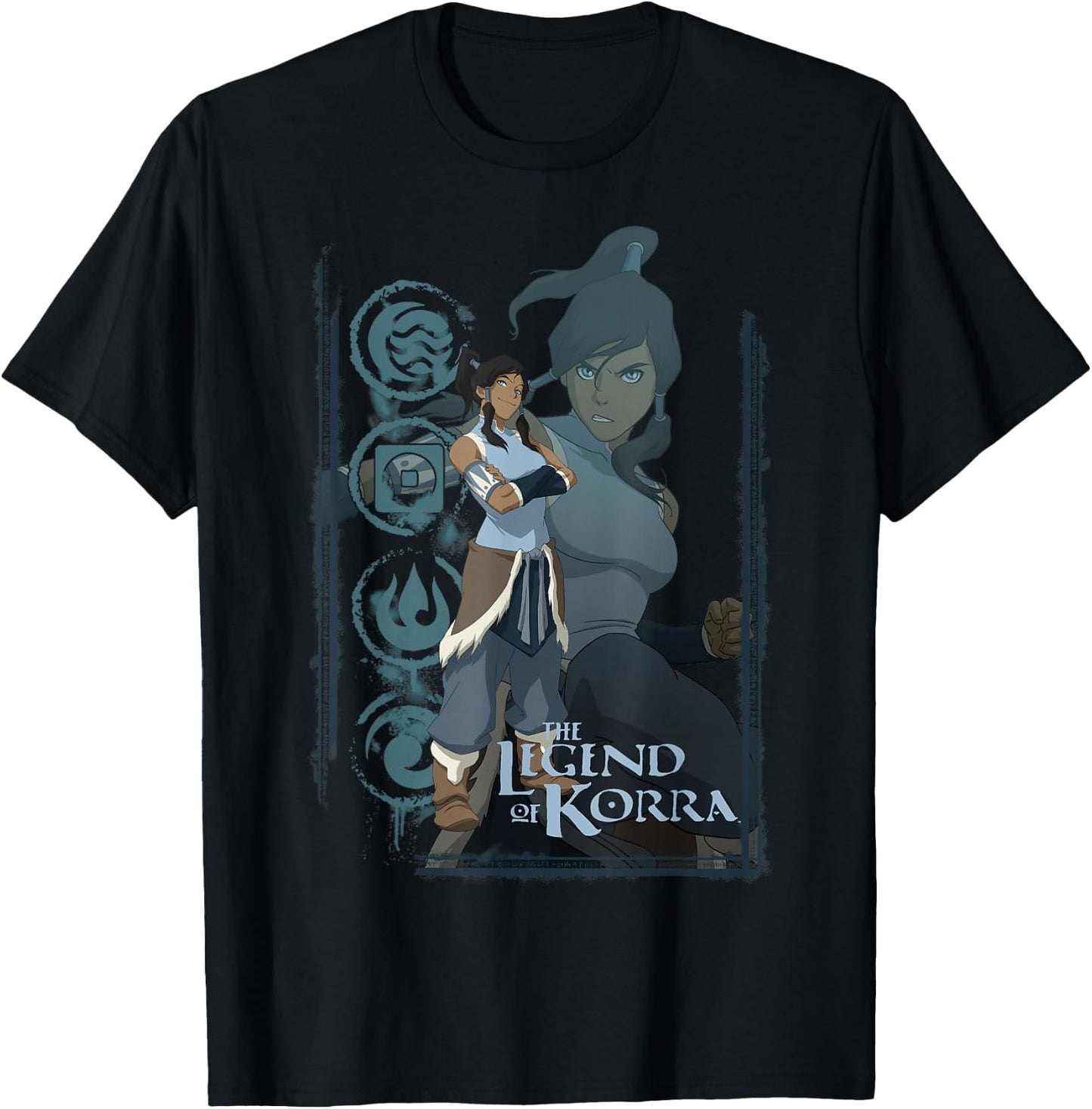 The Legend of Korra Element Symbol Collage Portrait T-Shirt - T-Shirt | Black