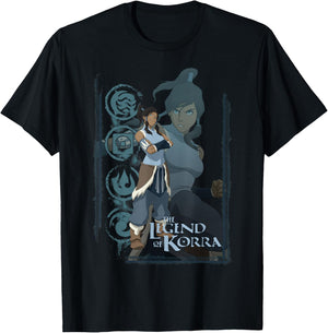 The Legend of Korra Element Symbol Collage Portrait T-Shirt - T-Shirt | Black