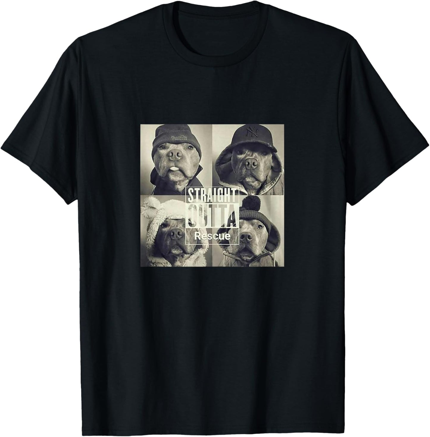 Straight Outta Rescue Pitbull T-Shirt - T-Shirt | Black