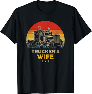 Trucker's Wife - Vintage Trucker Retro Style T-Shirt - T-Shirt | Black