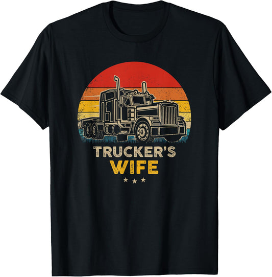 Trucker's Wife - Vintage Trucker Retro Style T-Shirt - T-Shirt | Black