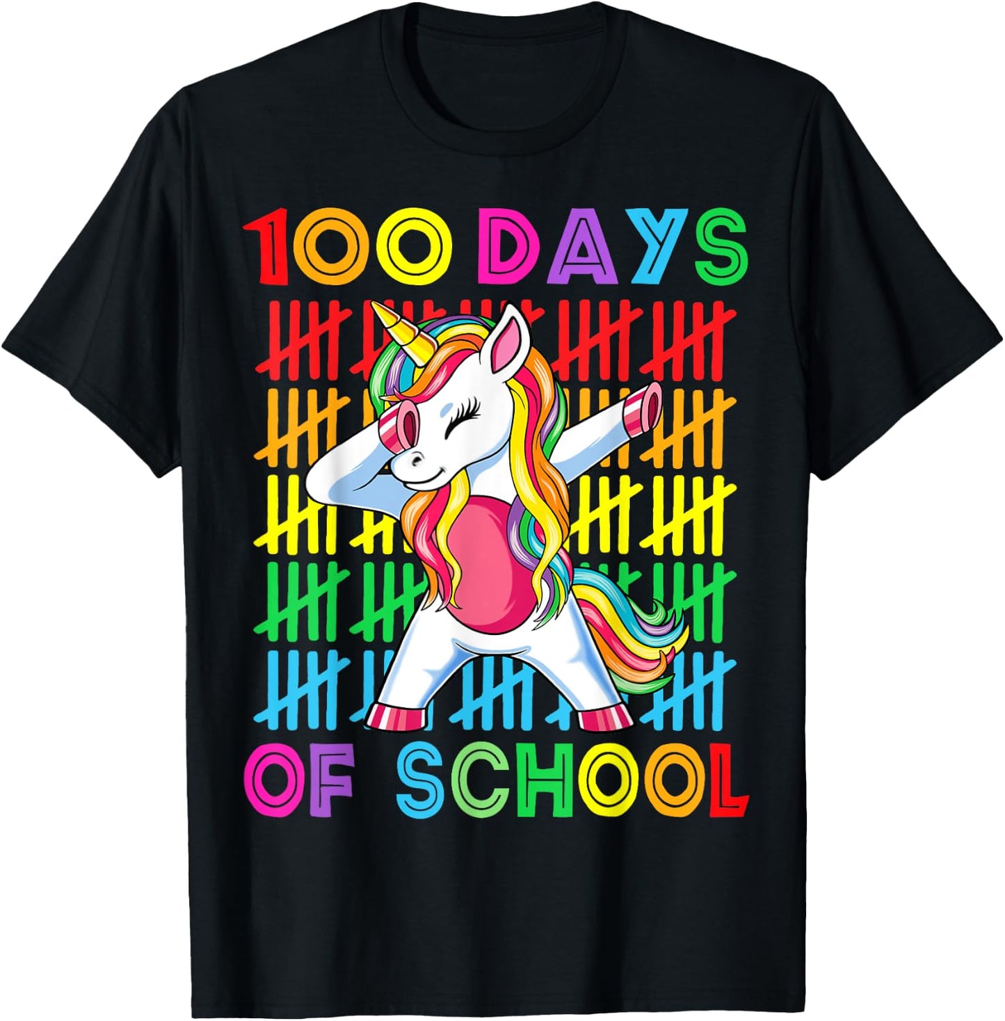 100 Days of School Unicorn Girls Teacher 100th Day of School T-Shirt - T-Shirt | Black