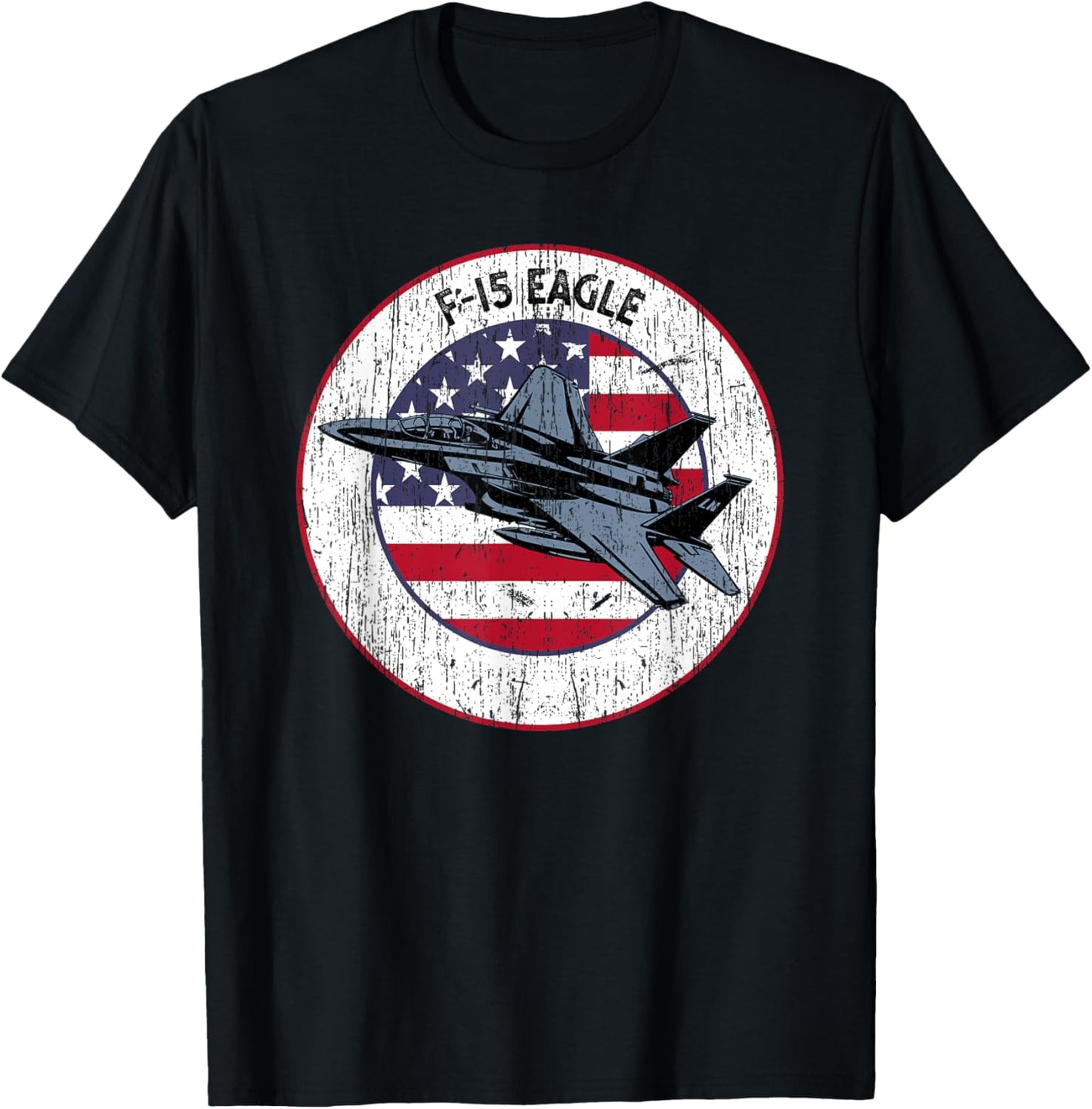American Flag F-15 Eagle US Military Fighter Jet 4th July Women Men T-Shirt - T-Shirt | Black