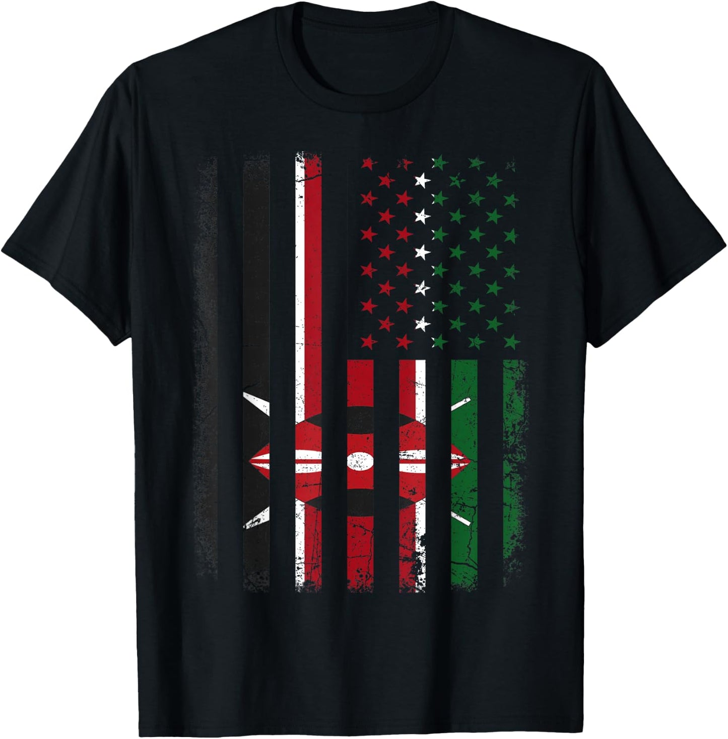 Kenyan American Flag Kenyan Roots Kenya America T-Shirt - T-Shirt | Black