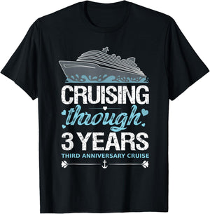 Cruising Through 3 Years 3rd Anniversary Cruise Wedding T-Shirt - T-Shirt | Black