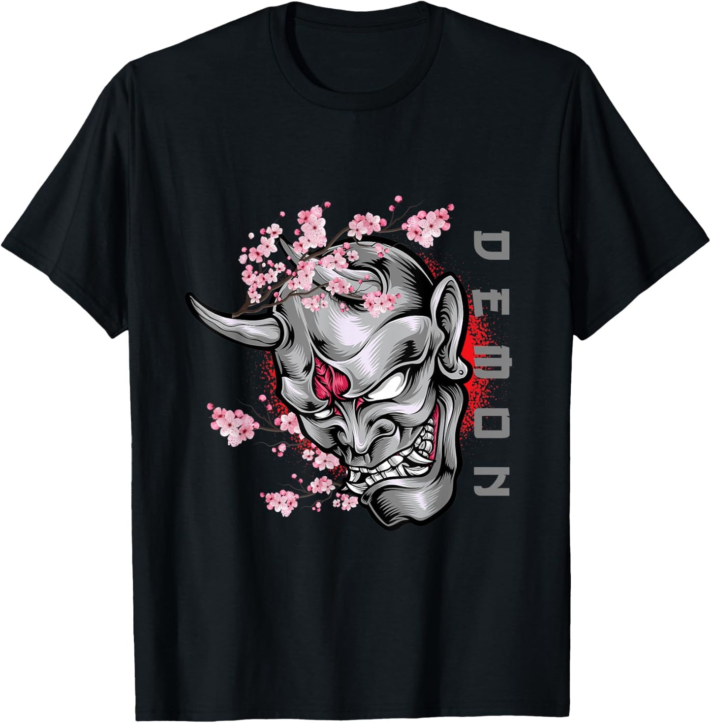 Cool Japanese Demon Oni Face Otaku Anime Style Manga Art T-Shirt - T-Shirt | Black