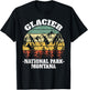 Glacier National Park Montana Retro Vintage T-Shirt - T-Shirt | Black
