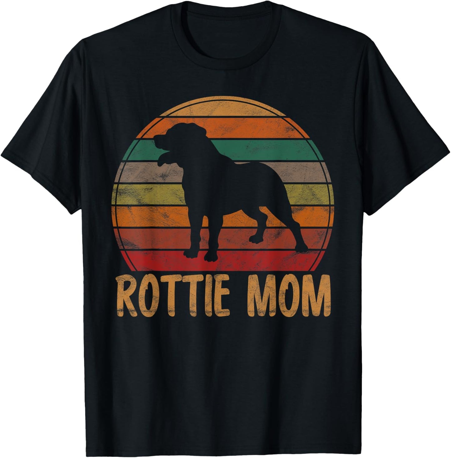 Retro Rottweiler Mom Gift Rott Dog Mother Pet Rottie Mama T-Shirt - T-Shirt | Black