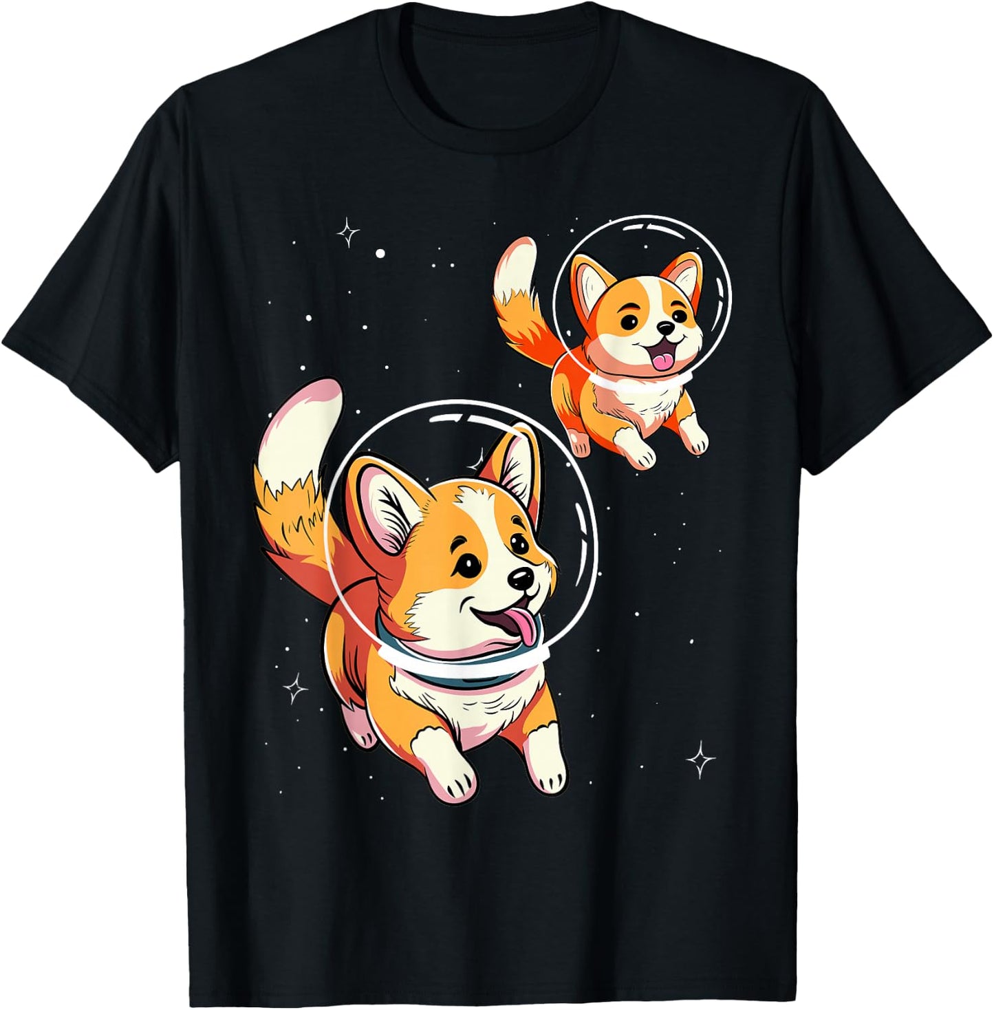 Astronaut Dog Space Galaxy Funny, Cute Design T-Shirt - T-Shirt | Black