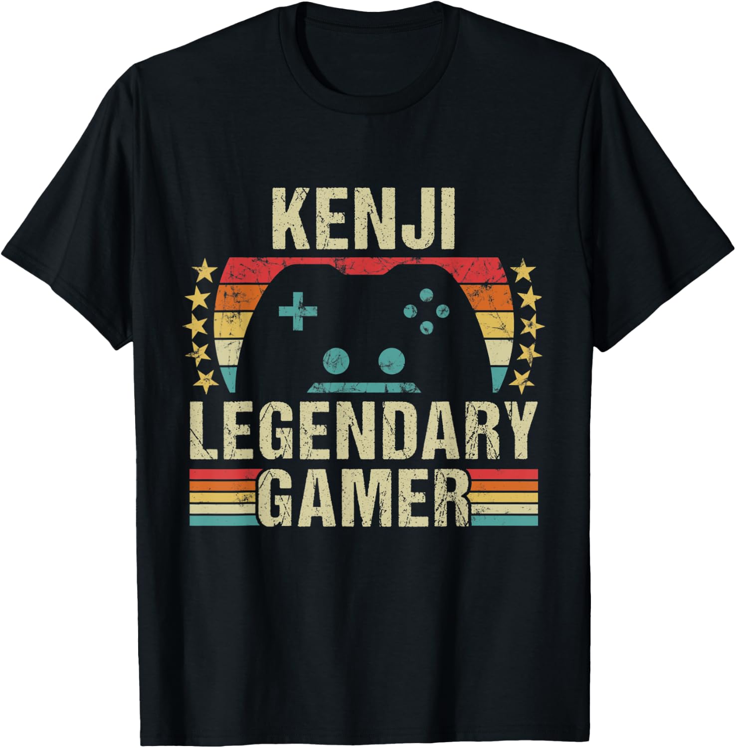 Kenji Gamer Retro Gaming Vintage Game Personalized 70s T-Shirt - T-Shirt | Black